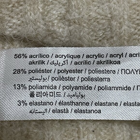 Zara Beige Knit Oversized Boxy Pullover Side Slits Sweater Size Large L - Picture 4 of 14